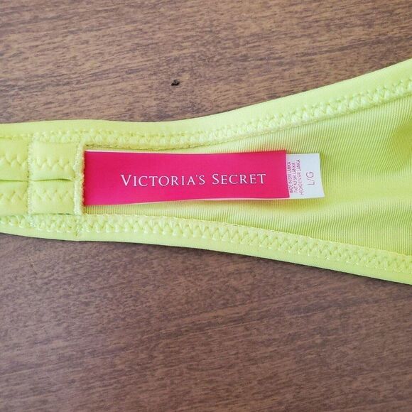 Victoria's Secret Womens Sz Large Neon Green Strapless Belle Bandeau Swim Top - Picture 3 of 5